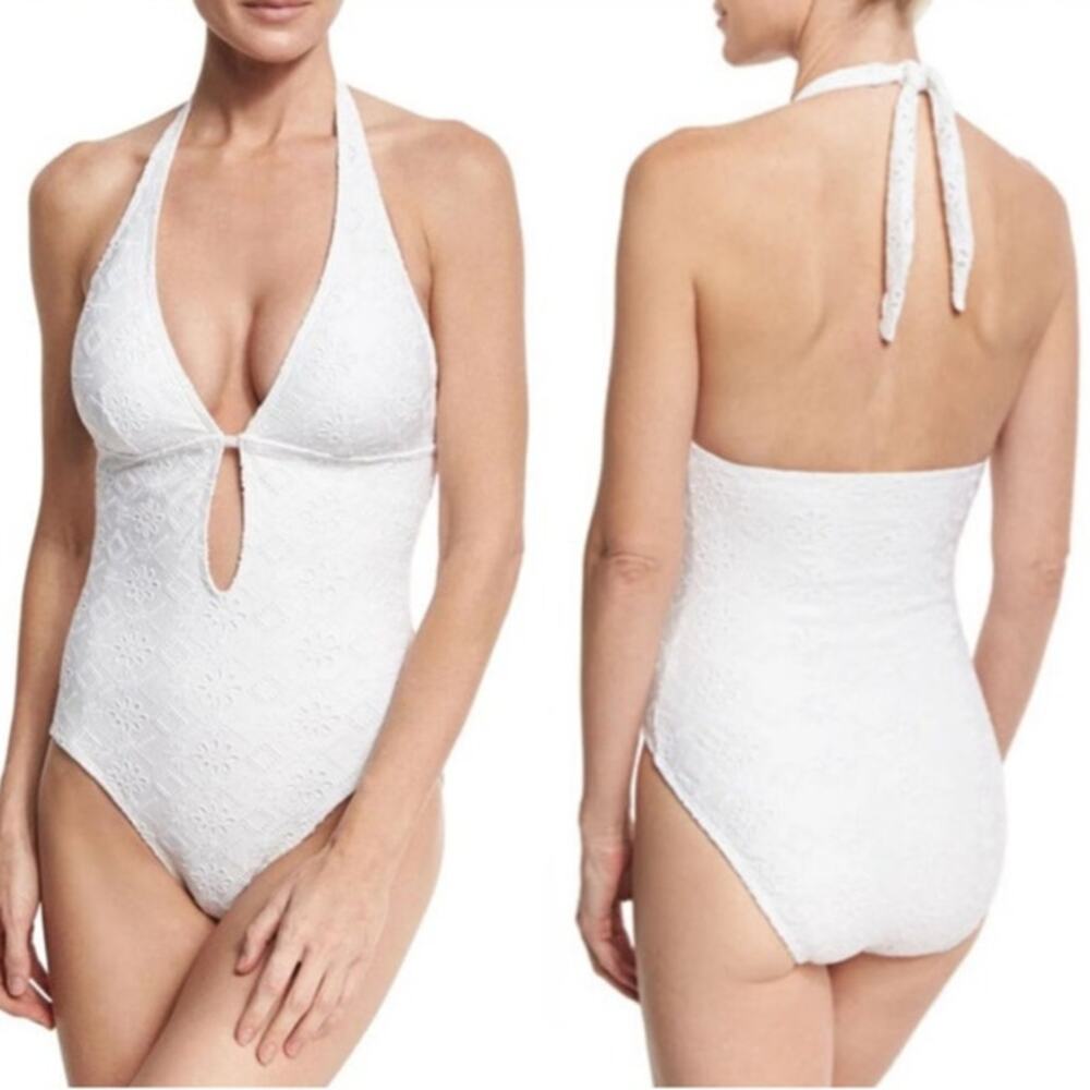 NWT Kate Spade New York Womens Large Half Moon Bay One Piece Swimsuit Eyelet